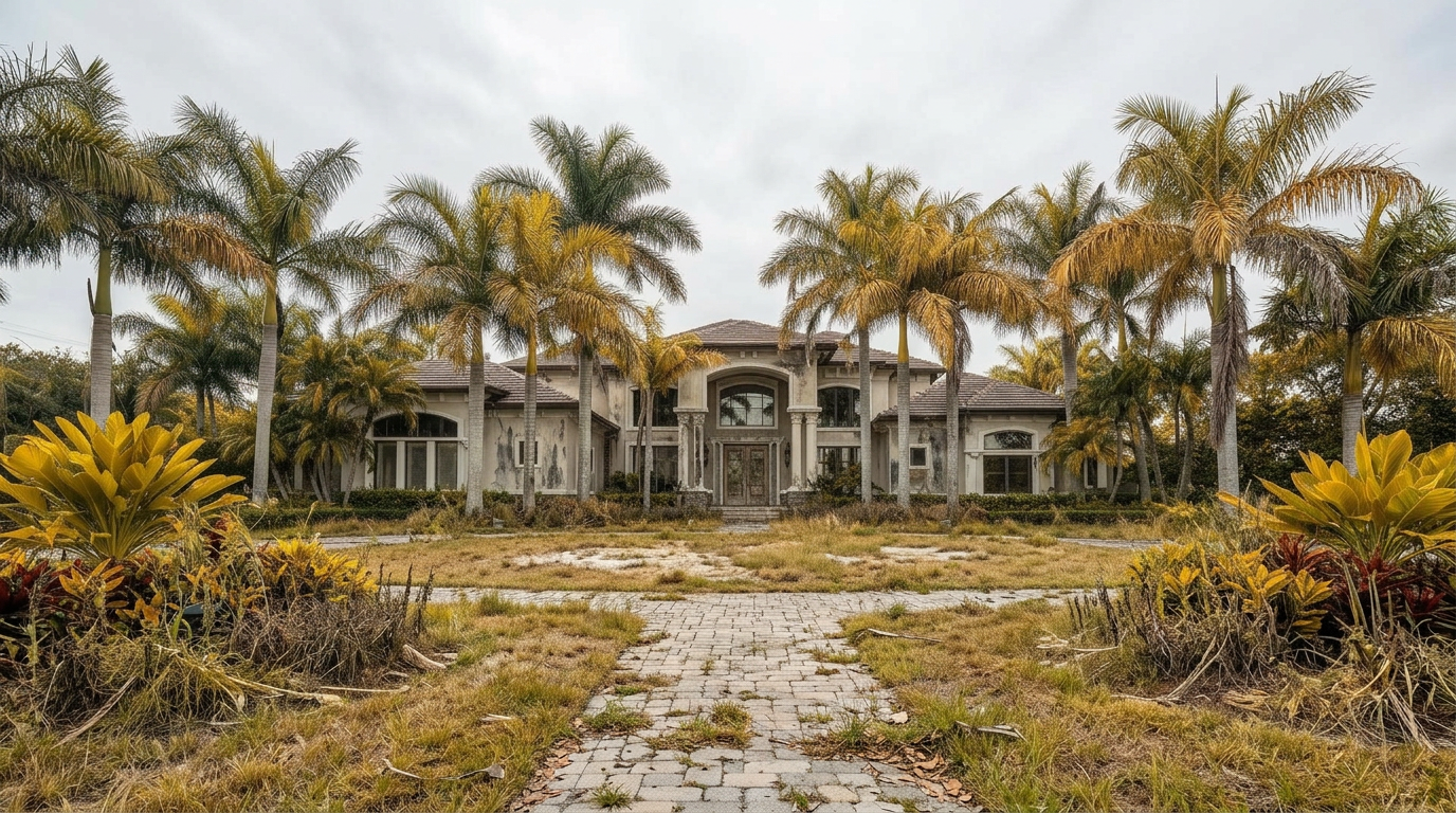 Neglected Florida yard before Evergreen